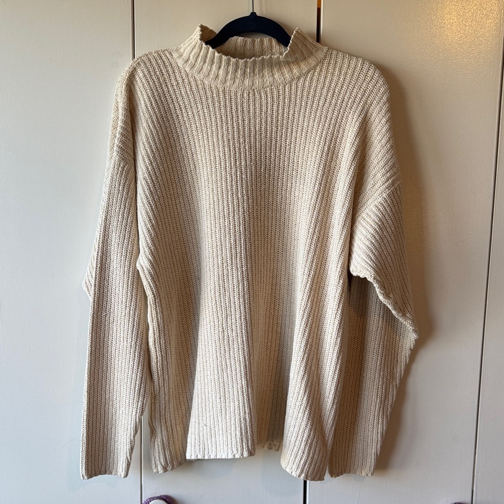 Lizwear Cream Ribbed Sweater Silk and Cotton